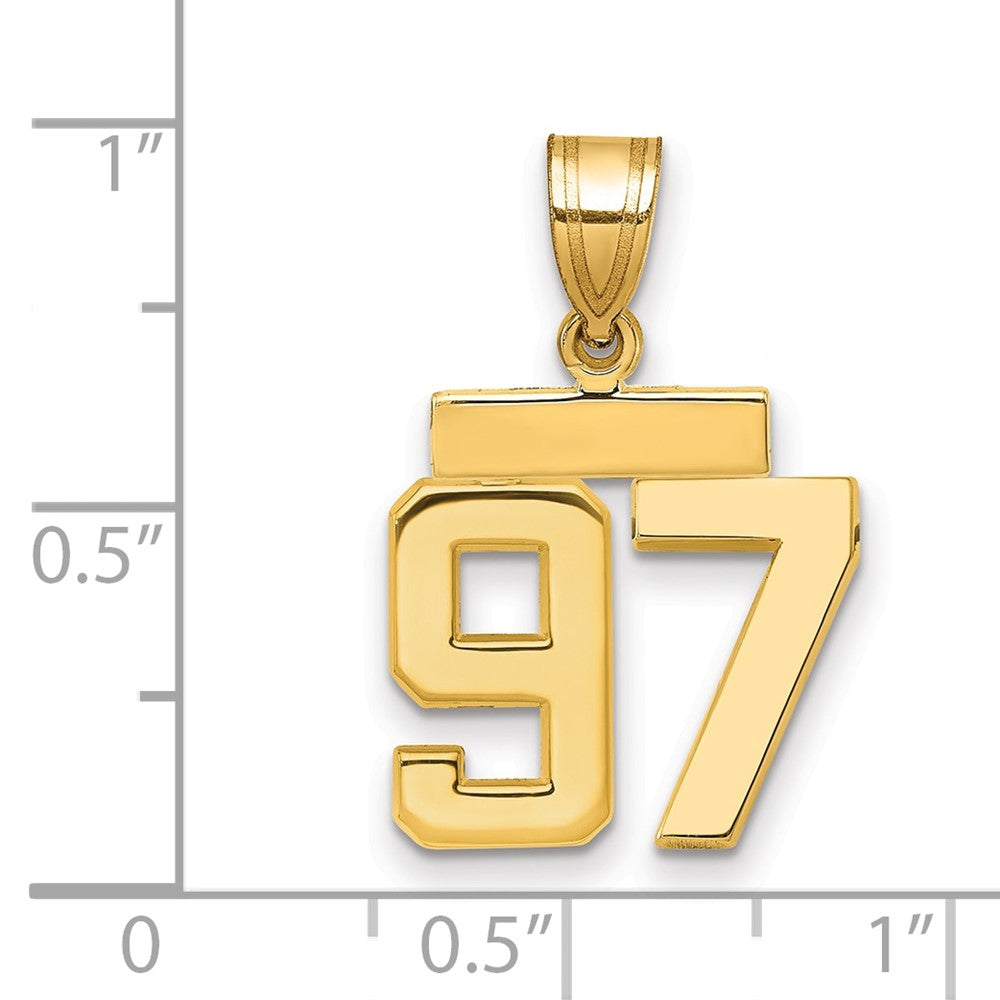 14k Small Polished Number 97 Charm
