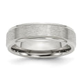 Chisel Stainless Steel Polished with Satin Center 6mm Ridged Edge Band