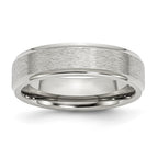 Chisel Stainless Steel Polished with Satin Center 6mm Ridged Edge Band