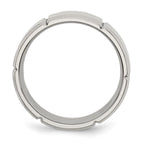 Chisel Stainless Steel Brushed and Polished Grooved 8mm Beveled Edge Band