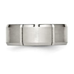 Chisel Stainless Steel Brushed and Polished Grooved 8mm Beveled Edge Band