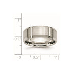 Chisel Stainless Steel Brushed and Polished Grooved 8mm Beveled Edge Band