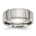 Chisel Stainless Steel Brushed and Polished Grooved 8mm Beveled Edge Band