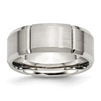Chisel Stainless Steel Brushed and Polished Grooved 8mm Beveled Edge Band