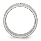 Chisel Stainless Steel Brushed and Polished Cross 8mm Ridged Edge Band