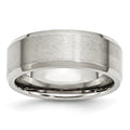 Chisel Stainless Steel Polished with Brushed Center 8mm Flat Beveled Edge Band