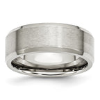 Chisel Stainless Steel Polished with Brushed Center 8mm Flat Beveled Edge Band
