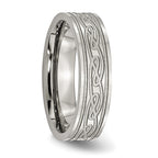 Chisel Stainless Steel Brushed Celtic Laser Etched 6mm Flat Band
