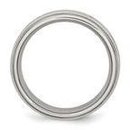 Chisel Stainless Steel Brushed and Polished Criss-cross Design 7mm Ridged Edge Band