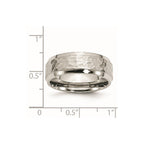 Chisel Stainless Steel Brushed Polished and Hammered 8mm Beveled Edge Band