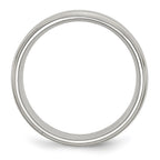 Chisel Stainless Steel Sterling Silver Inlay Brushed and Polished 8mm Ridged Edge Band
