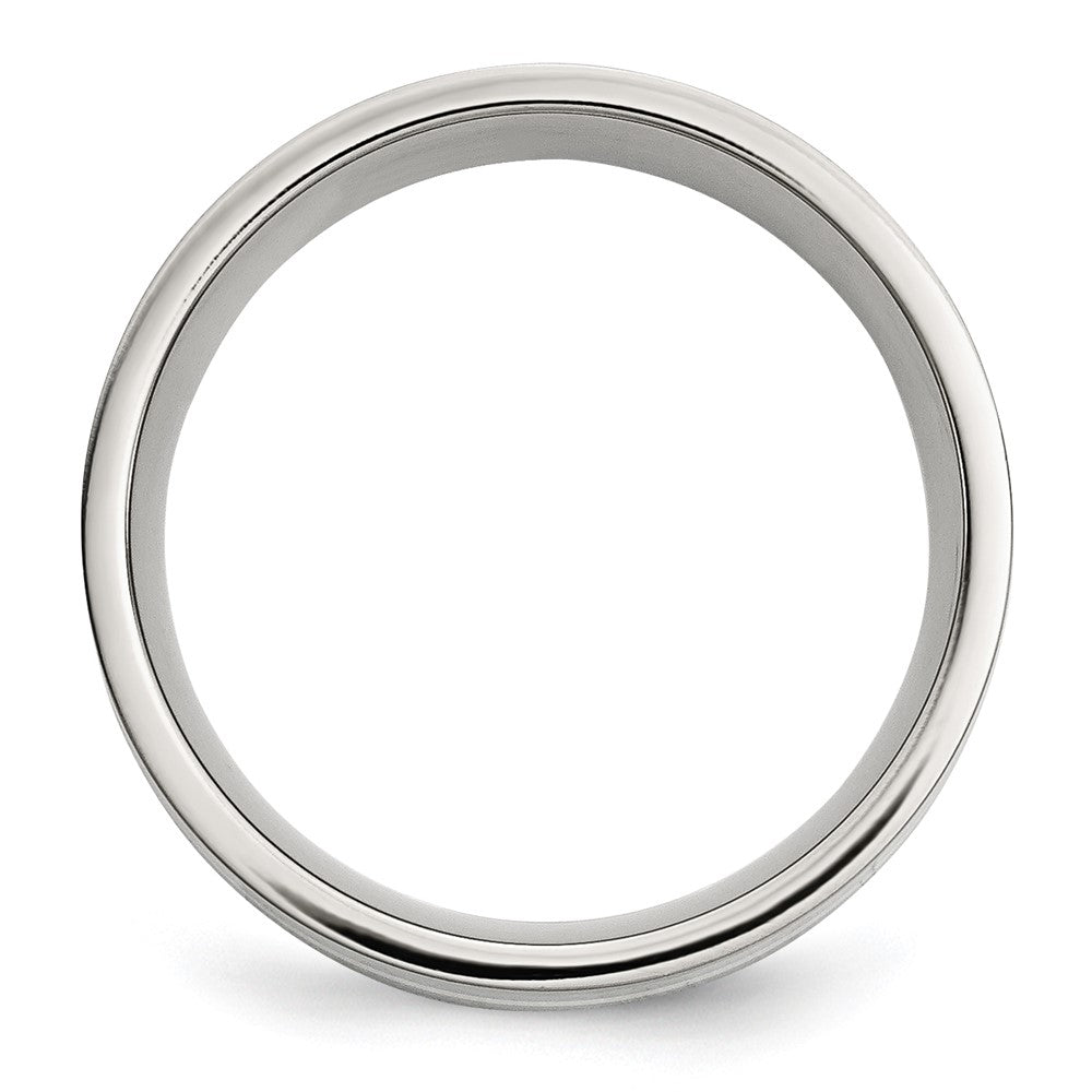 Chisel Stainless Steel with Sterling Silver Inlay Polished 8mm Flat Band