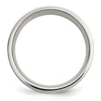 Chisel Stainless Steel with Sterling Silver Inlay Polished 8mm Flat Band