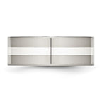 Chisel Stainless Steel with Sterling Silver Inlay Polished 8mm Flat Band