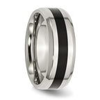 Chisel Stainless Steel Polished Black Enamel 8mm Beveled Edge Band