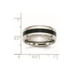 Chisel Stainless Steel Polished Black Enamel 8mm Beveled Edge Band