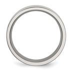 Chisel Stainless Steel Polished with Black Carbon Fiber Inlay 8mm Flat Band