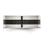 Chisel Stainless Steel Polished with Black Carbon Fiber Inlay 8mm Flat Band