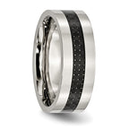 Chisel Stainless Steel Polished with Black Carbon Fiber Inlay 8mm Flat Band