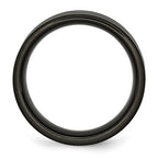 Chisel Stainless Steel Polished Black IP-plated with Grey Carbon Fiber Inlay 8mm Band