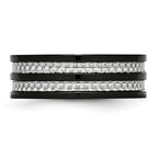 Chisel Stainless Steel Polished Black IP-plated with Grey Carbon Fiber Inlay 8mm Band