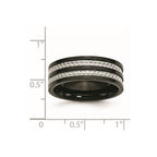 Chisel Stainless Steel Polished Black IP-plated with Grey Carbon Fiber Inlay 8mm Band