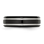 Chisel Stainless Steel Polished Black IP-plated 7mm Grooved Band