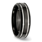 Chisel Stainless Steel Polished Black IP-plated 7mm Grooved Band