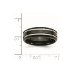 Chisel Stainless Steel Polished Black IP-plated 7mm Grooved Band