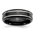Chisel Stainless Steel Polished Black IP-plated 7mm Grooved Band