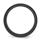 Chisel Stainless Steel Polished Black IP-plated with Brushed Center 8mm Beveled Edge Band
