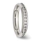 Chisel Stainless Steel Polished 4mm April Clear CZ Ring