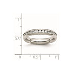 Chisel Stainless Steel Polished 4mm April Clear CZ Ring