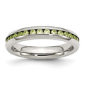 Chisel Stainless Steel Polished 4mm August Light Green CZ Ring