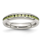 Chisel Stainless Steel Polished 4mm August Light Green CZ Ring