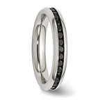 Chisel Stainless Steel Polished 4mm Black CZ Ring