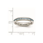 Chisel Stainless Steel Polished 4mm December Teal CZ Ring