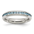 Chisel Stainless Steel Polished 4mm December Teal CZ Ring