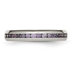 Chisel Stainless Steel Polished 4mm February Purple CZ Ring