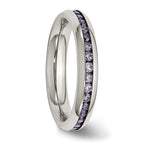 Chisel Stainless Steel Polished 4mm February Purple CZ Ring