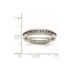 Chisel Stainless Steel Polished 4mm February Purple CZ Ring
