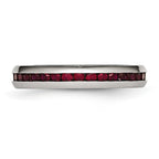 Chisel Stainless Steel Polished 4mm January Dark Red CZ Ring