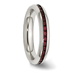 Chisel Stainless Steel Polished 4mm January Dark Red CZ Ring