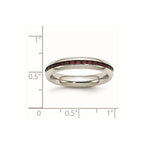 Chisel Stainless Steel Polished 4mm January Dark Red CZ Ring