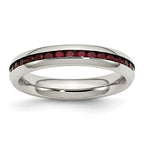 Chisel Stainless Steel Polished 4mm January Dark Red CZ Ring