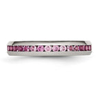 Chisel Stainless Steel Polished 4mm July Dark Pink CZ Ring