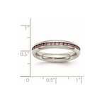 Chisel Stainless Steel Polished 4mm June Pink CZ Ring