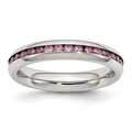 Chisel Stainless Steel Polished 4mm June Pink CZ Ring