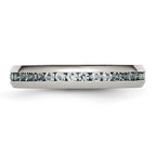 Chisel Stainless Steel Polished 4mm March Light Blue CZ Ring