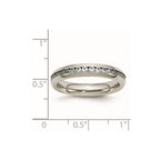 Chisel Stainless Steel Polished 4mm March Light Blue CZ Ring